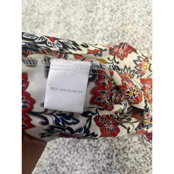 🌟3 for $35🌟 Rose & Olive Boho Peasant Tie Back Blouse, Long Sleeve L, Red/White - Picture 7 of 8